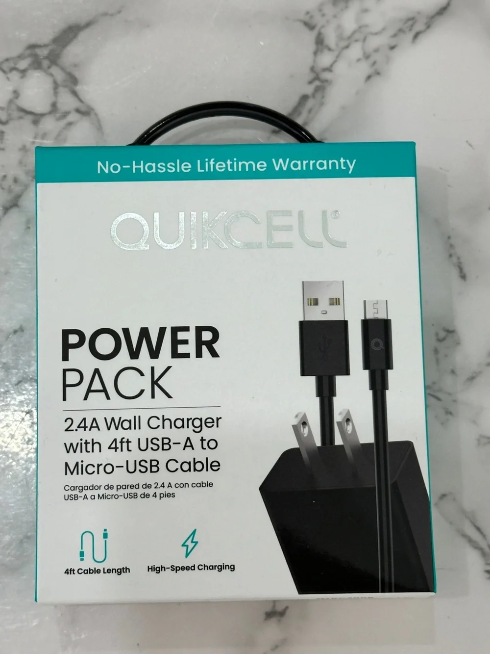 QuickCell 2.4A Wall Charger + 4FT Micro USB Cable NEW